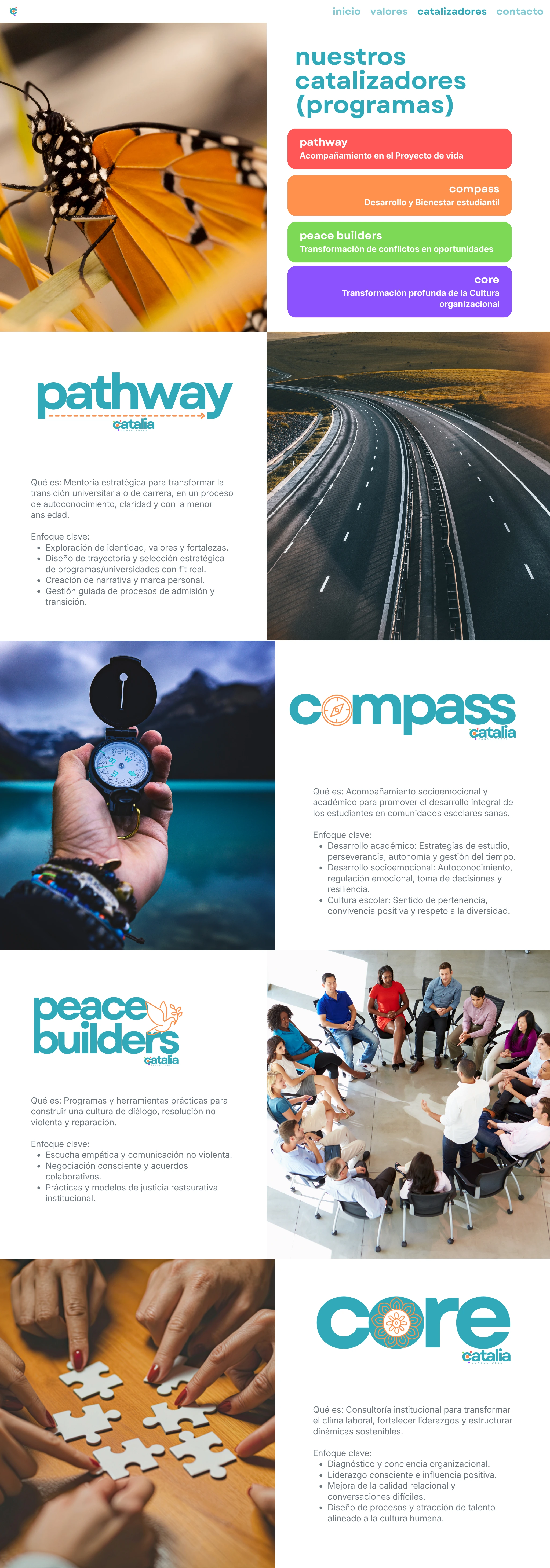 Catalizadores de Catalia: Pathway, Compass, Peace Builders y Core.